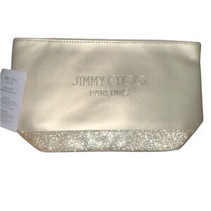 Jimmy Choo Cream and Glitter Cosmetic Bag
